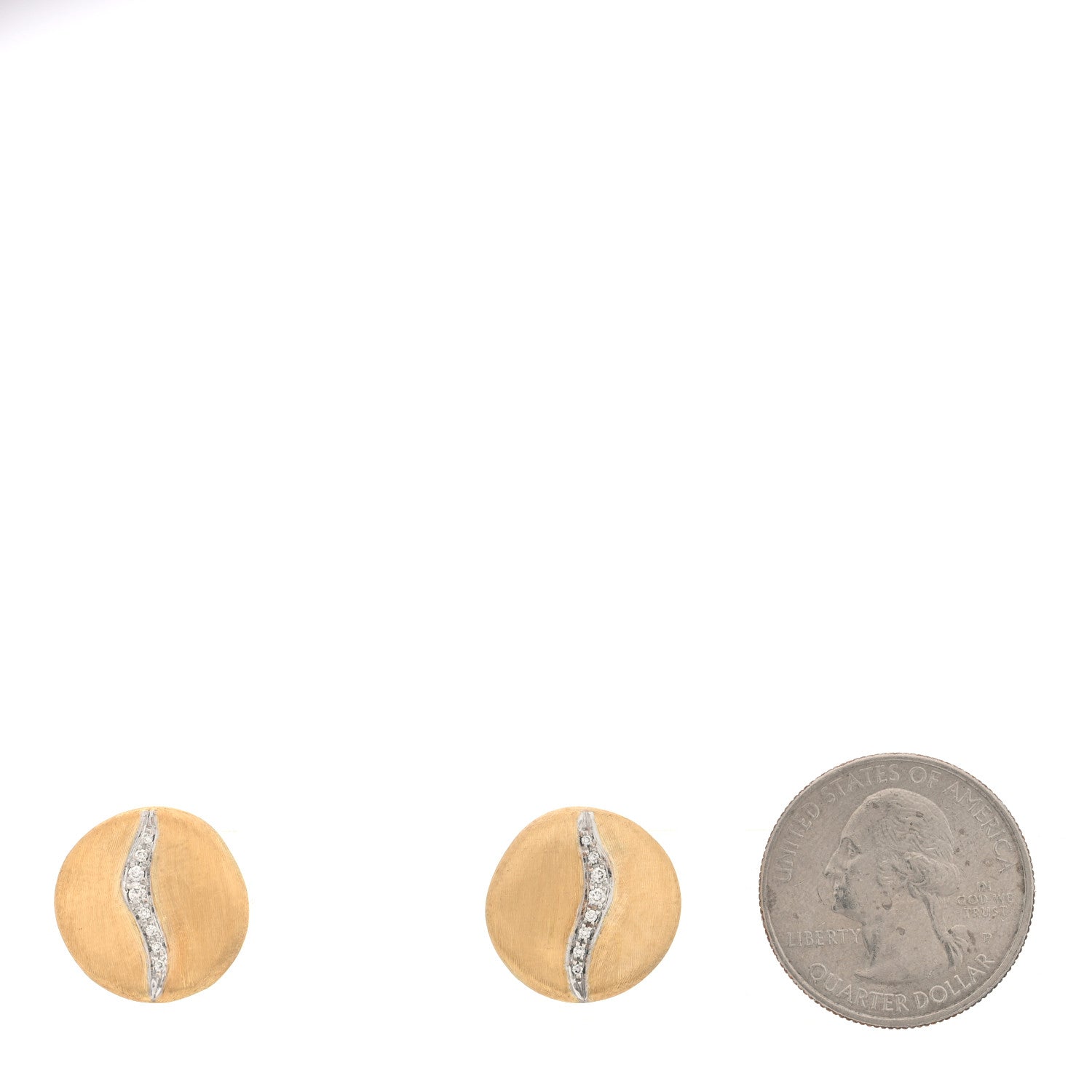 Marco Bicego 18K Yellow White Gold Diamond Jaipur Small Button Stud Earrings 2 of 4