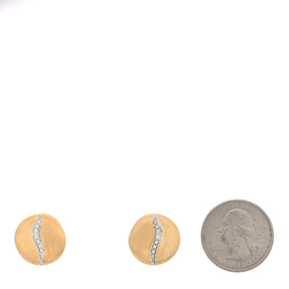 Marco Bicego 18K Yellow White Gold Diamond Jaipur Small Button Stud Earrings 2 of 4