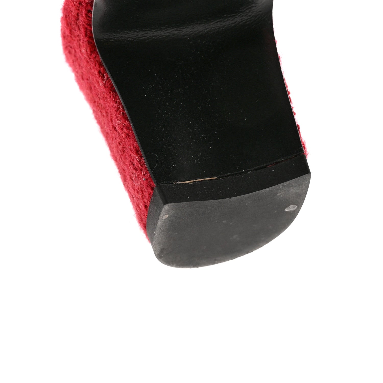 Chanel Tweed Patent Cap Toe CC Slingback Pumps 39.5 Red Black 11 of 13