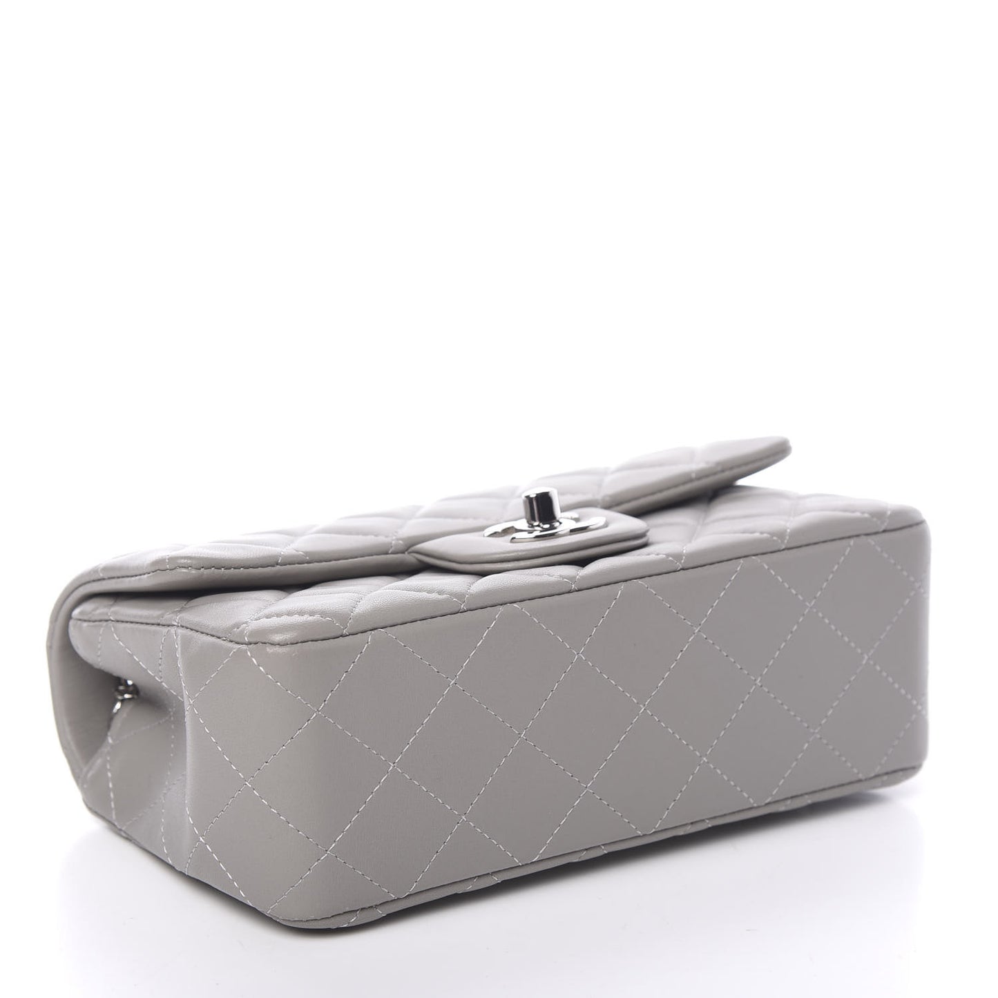 Lambskin Quilted Mini Rectangular Flap Grey
