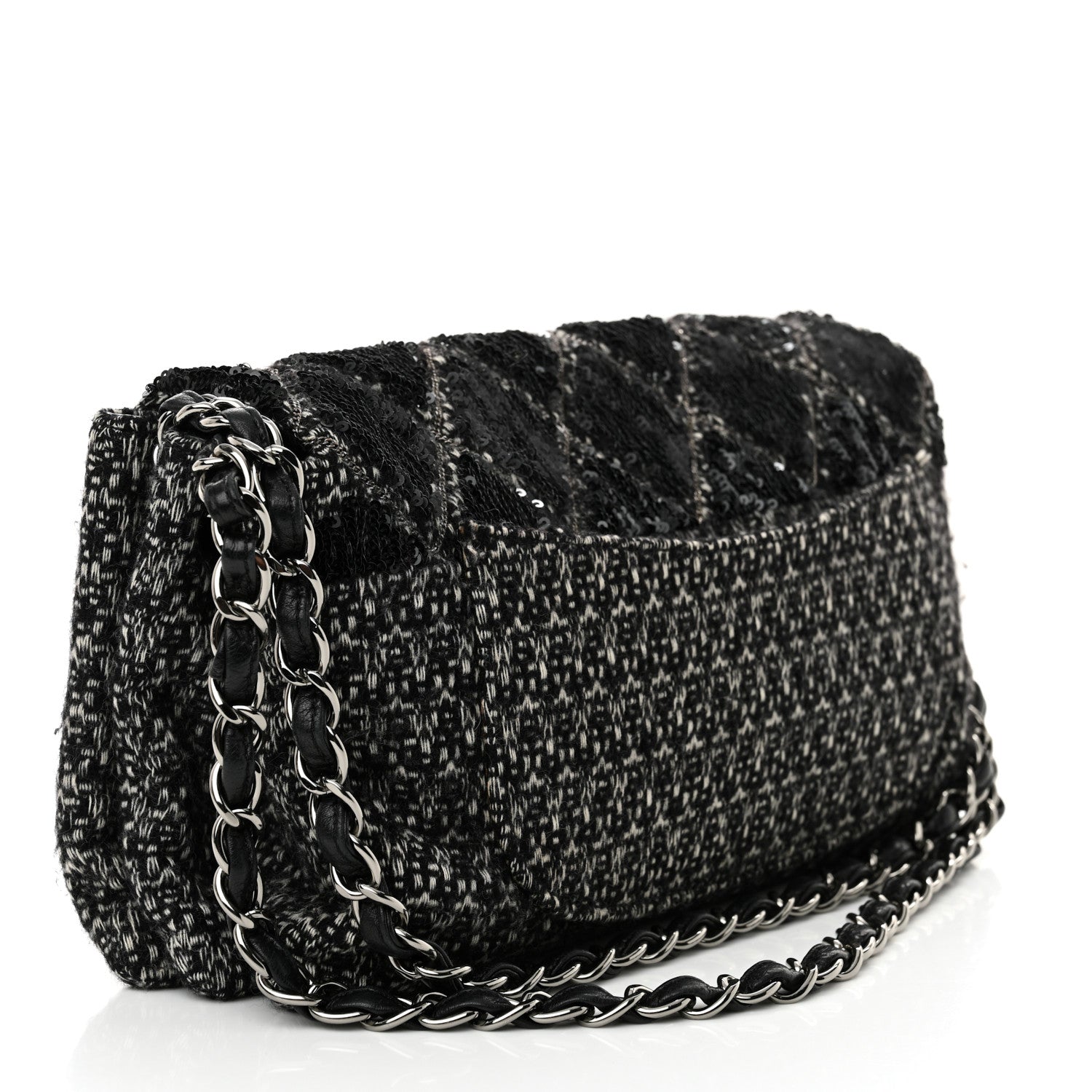 Chanel Sequin Tweed Icons Large Accordion 3 Flap Black 3 of 13