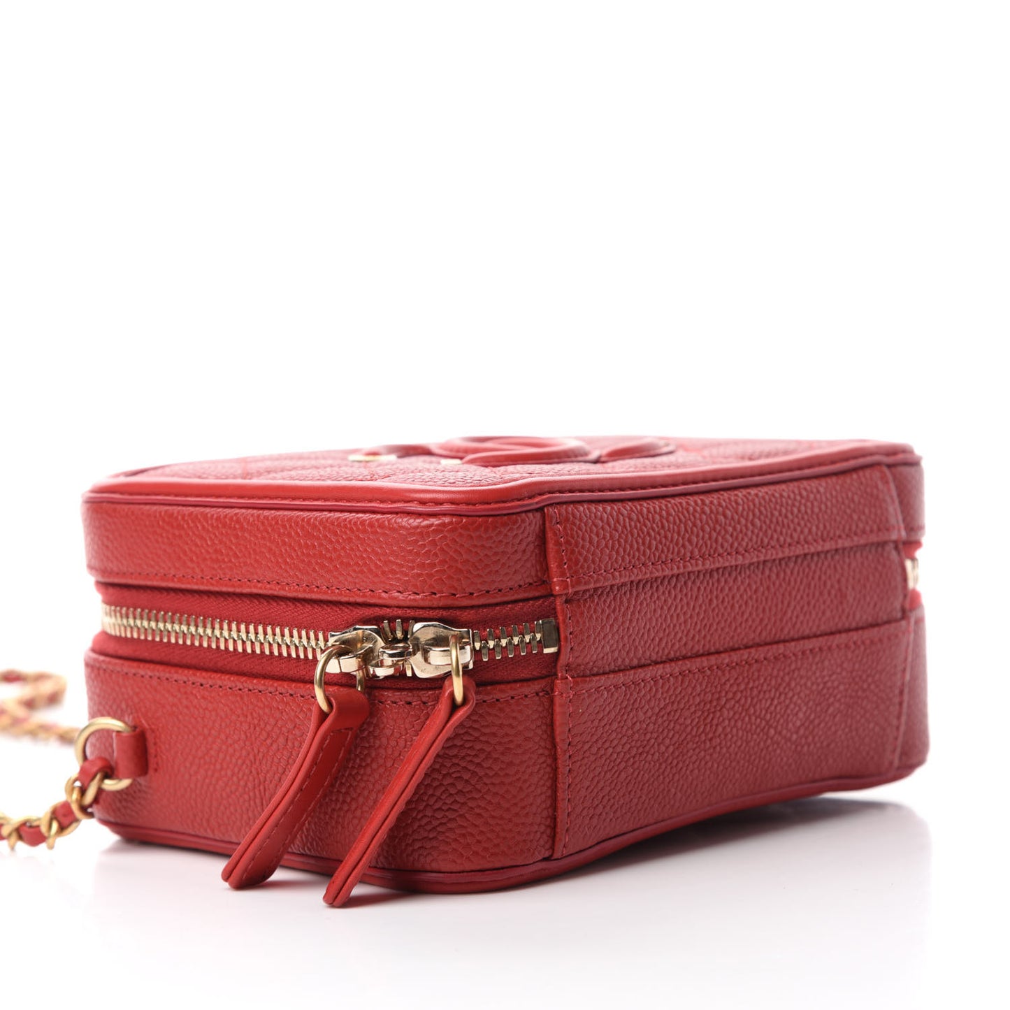 Caviar Quilted Small CC Filigree Vanity Case Red