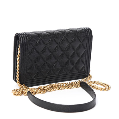 Chanel Caviar Quilted Boy Wallet On Chain WOC Black 2 of 11
