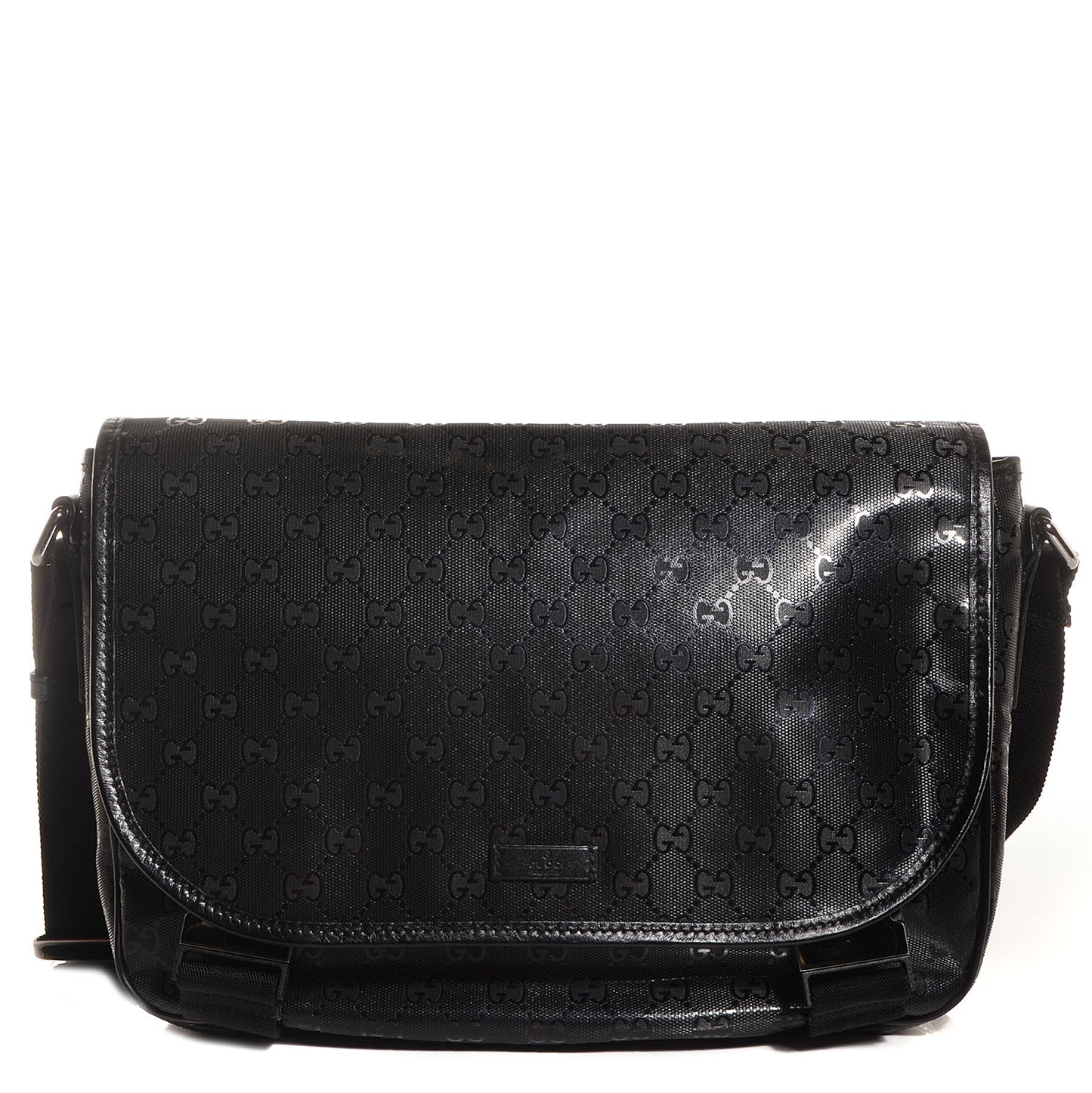 Imprime Monogram Medium Double Buckle Flap Messenger Bag Black