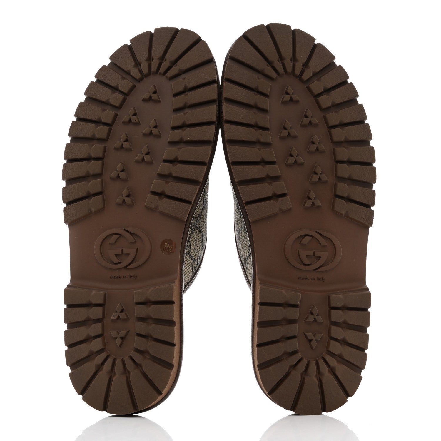 Gucci GG Supreme Monogram Granada Kid Mens Horsebit Lug Sole Mules 7.5 Beige Ebony New Acero 5 of 8