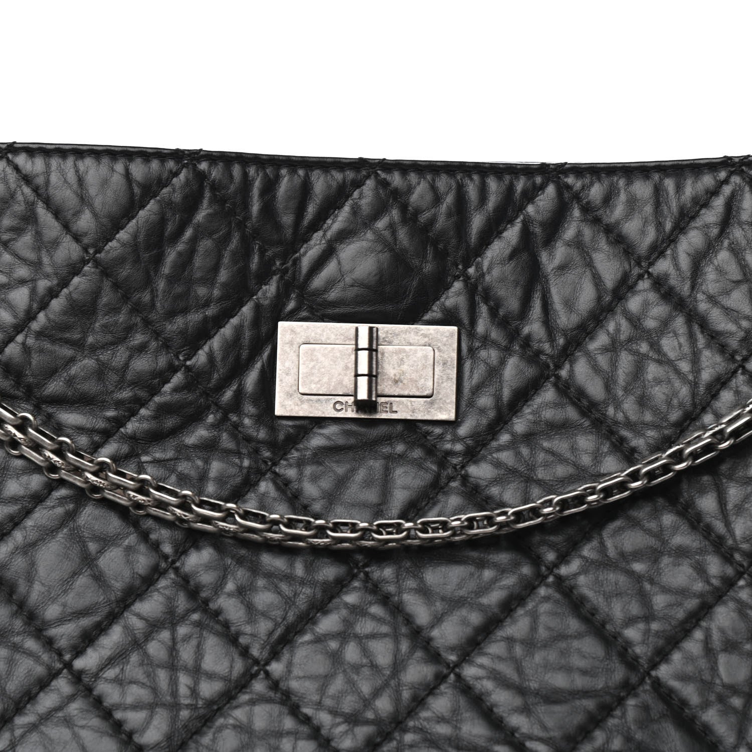 Chanel Aged Calfskin Quilted Reissue 2.55 Tote Black 10 of 10