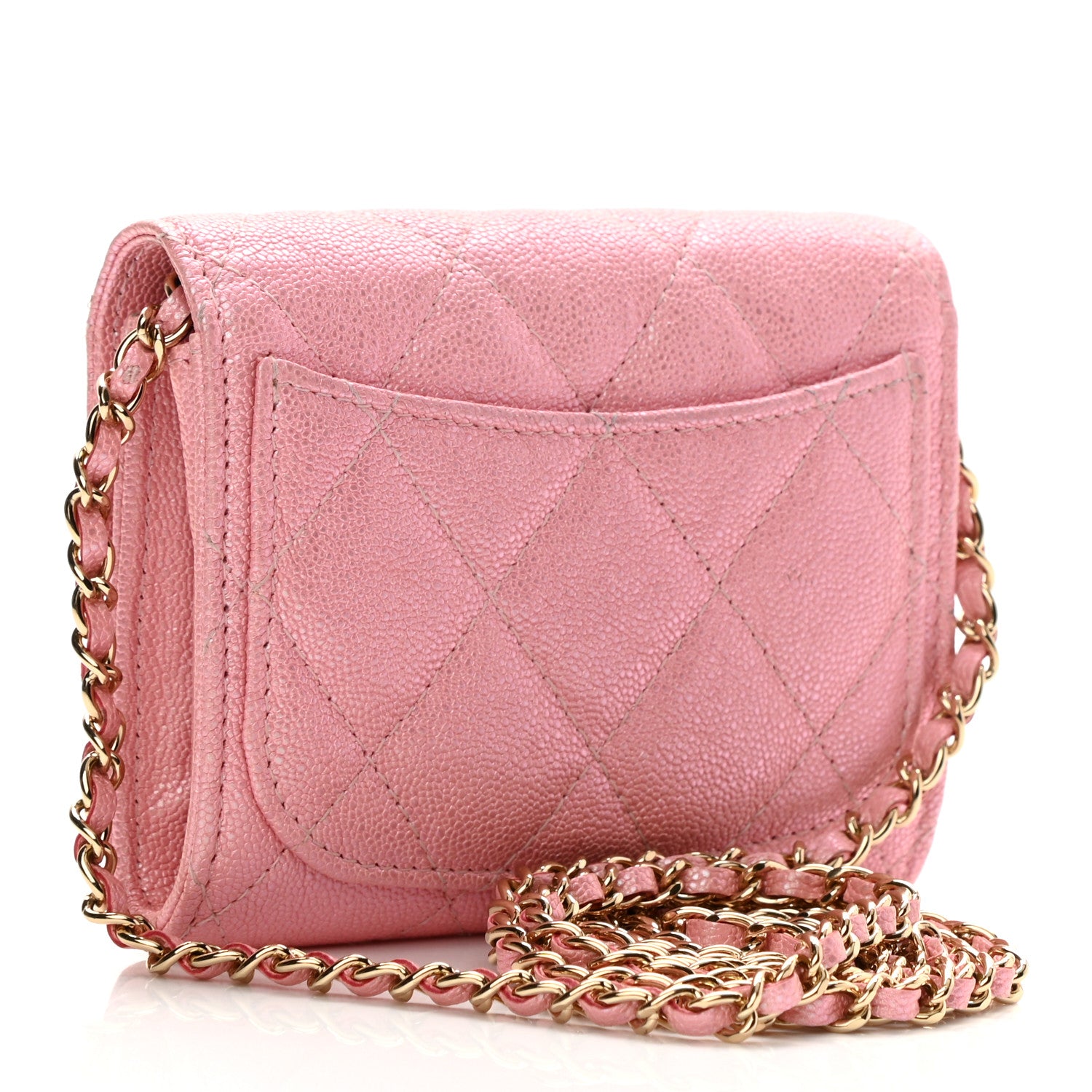 Chanel Iridescent Caviar Quilted Flap Card Holder On Chain Pink 3 of 9