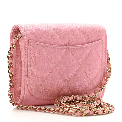 Chanel Iridescent Caviar Quilted Flap Card Holder On Chain Pink 3 of 9