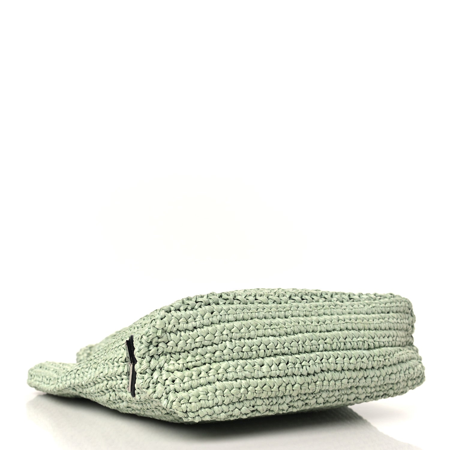 Prada Yarn Raffia Effect Crochet Small Logo Tote Acqua 4 of 9