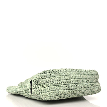 Prada Yarn Raffia Effect Crochet Small Logo Tote Acqua 4 of 9