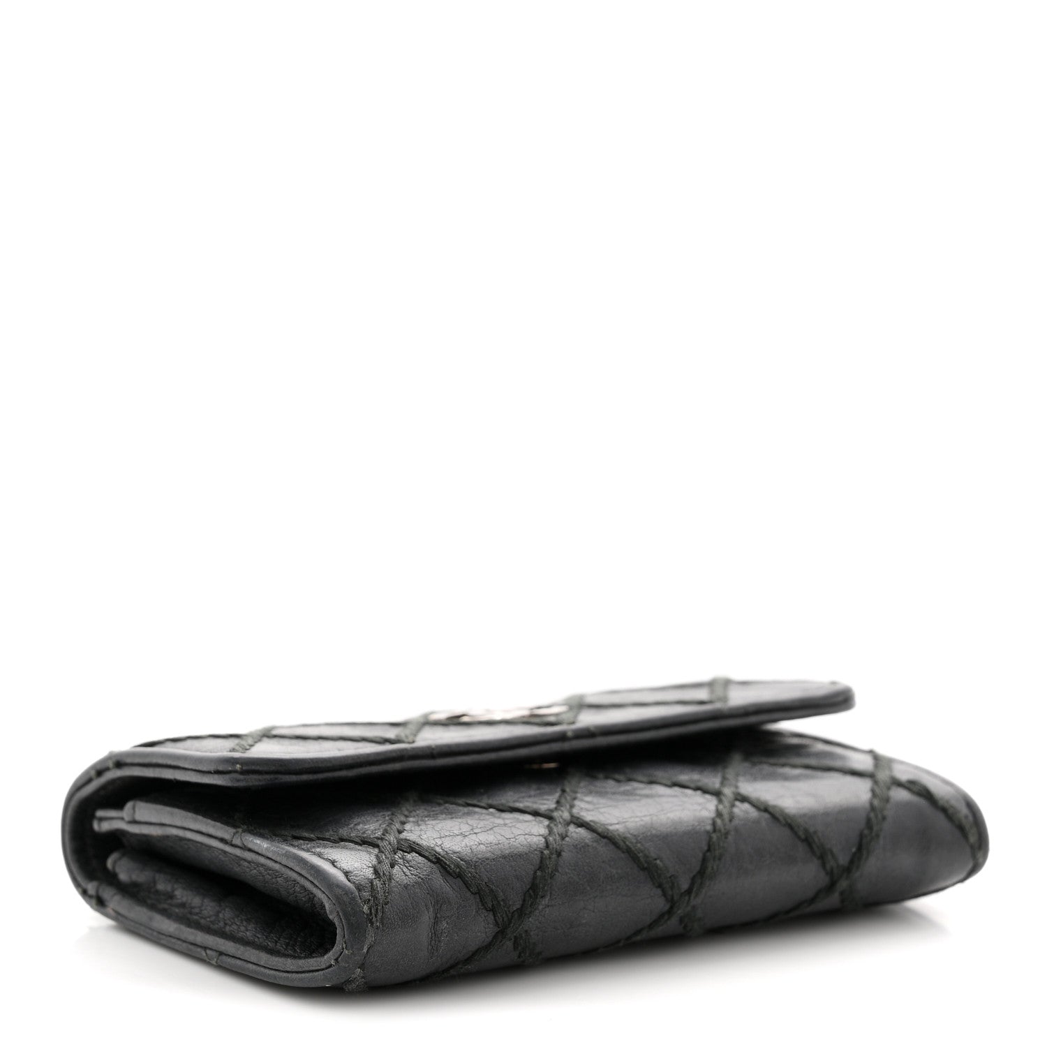 Chanel Calfskin Diamond Stitched Card Holder Wallet Black 4 of 10