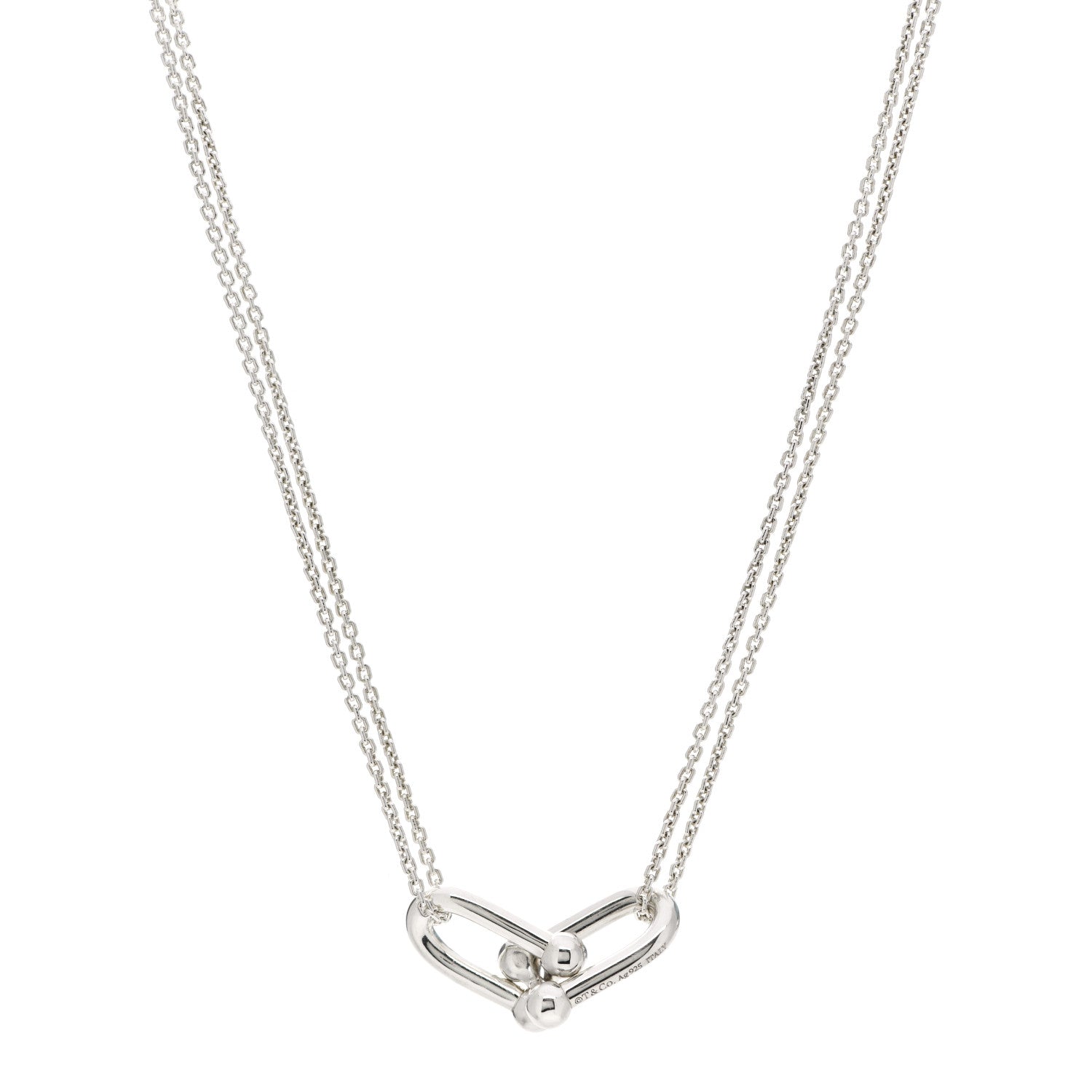 Tiffany Sterling Silver Double HardWear Link Pendant Necklace 1 of 5