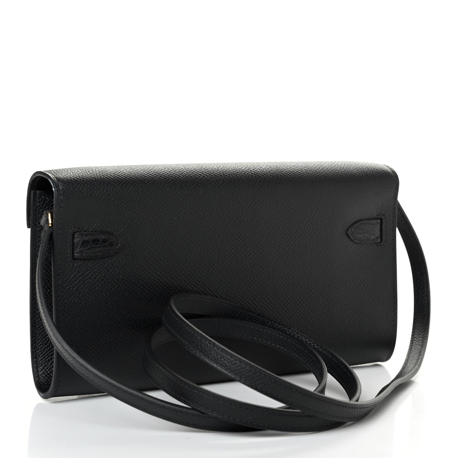 Hermes Epsom Matte Alligator Touch Kelly Wallet To Go Black 2 of 4
