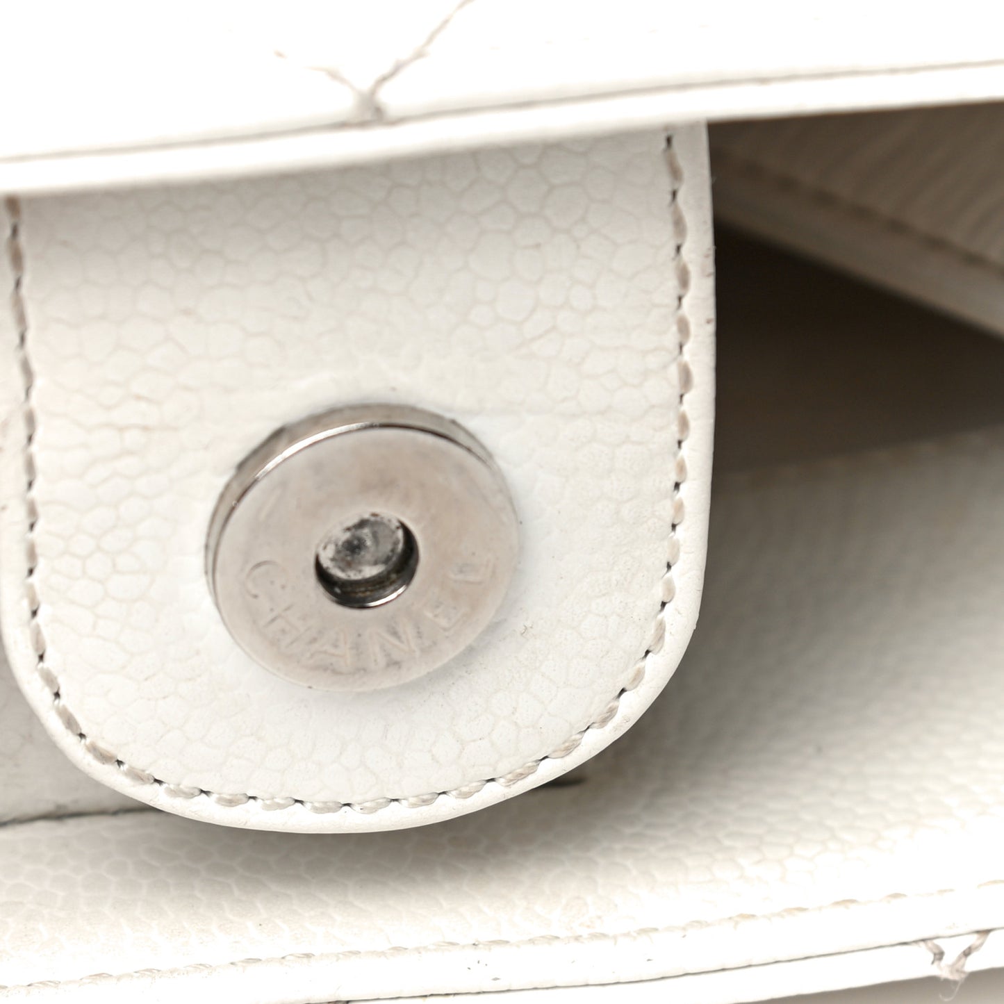 Caviar Quilted Petit Shopping Tote PST White