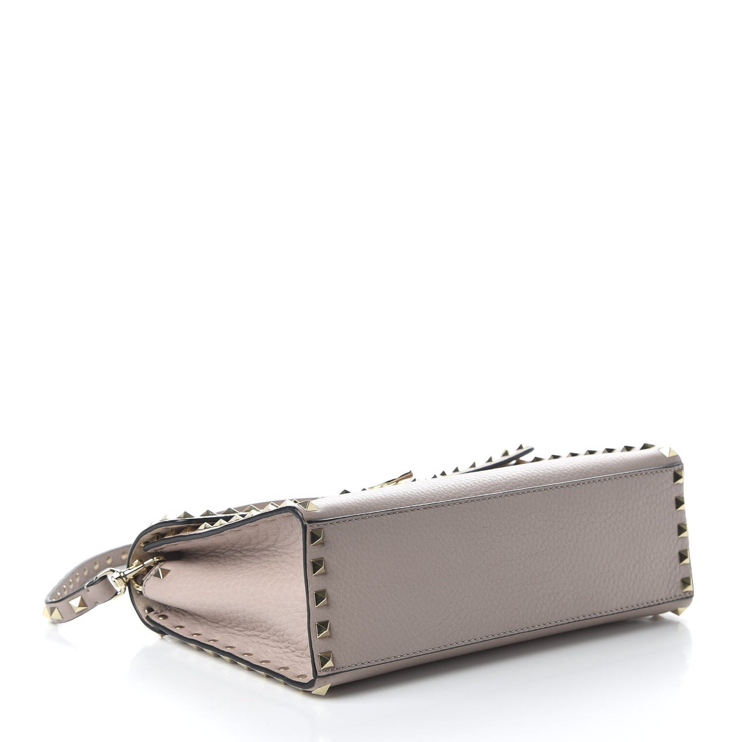 Pebbled Calfskin Small Rockstud Single Handle Flap Bag Poudre