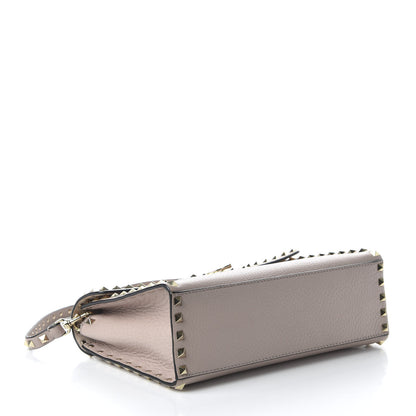 Valentino Garavani Pebbled Calfskin Small Rockstud Single Handle Flap Bag Poudre 4 of 9