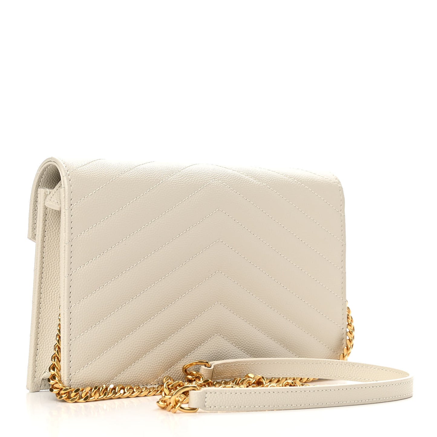 Grain De Poudre Matelasse Chevron Cassandre Envelope Chain Wallet Nude Powder