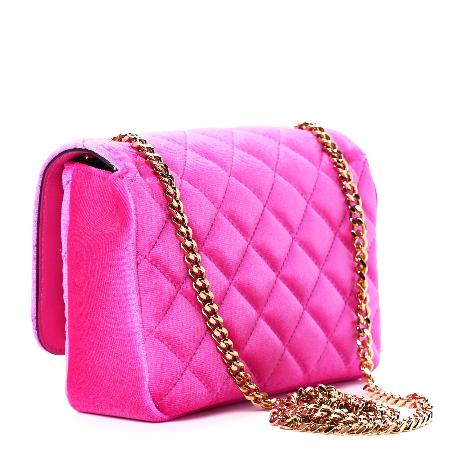 Versace Velvet Quilted Medusa Chain Crossbody Pink 3 of 12