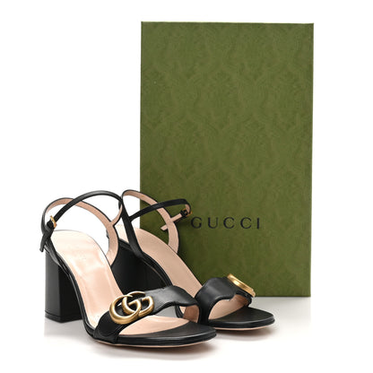 Gucci Lifford Calfskin GG Marmont Ankle Wrap 75mm Sandals 37.5 Black 9 of 9