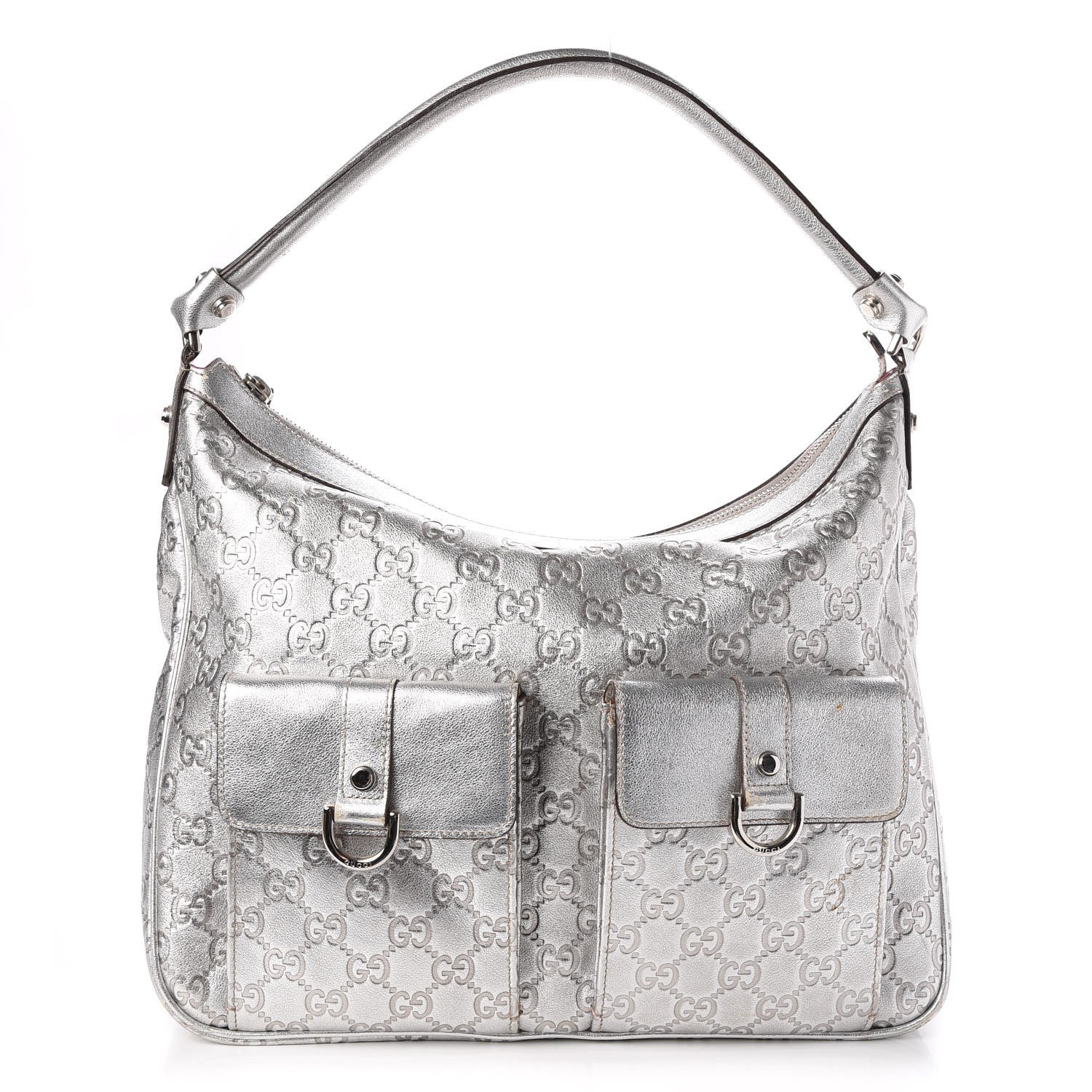 Gucci Metallic Guccissima Pocket Hobo Silver 1 of 14