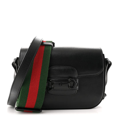 Gucci Azalea Calfskin Web Monochrome Mini Horsebit 1955 Shoulder Bag Black 1 of 10
