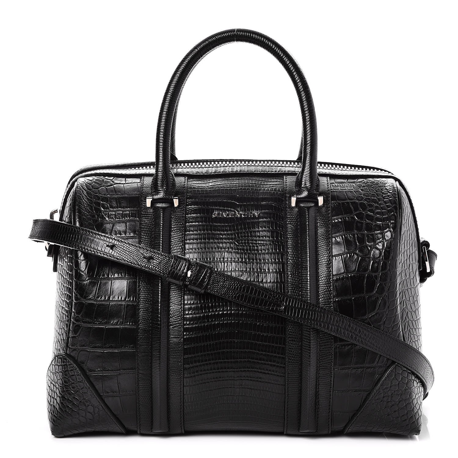 Givenchy Calfskin Crocodile Embossed Medium Lucrezia Black 1 of 7