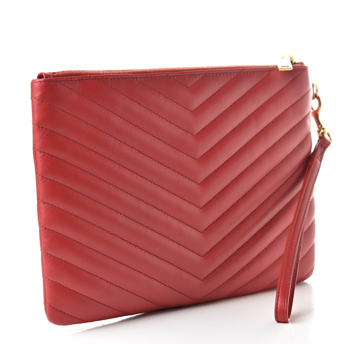 Calfskin Matelasse Chevron Monogram A5 Wristlet Bandana Red