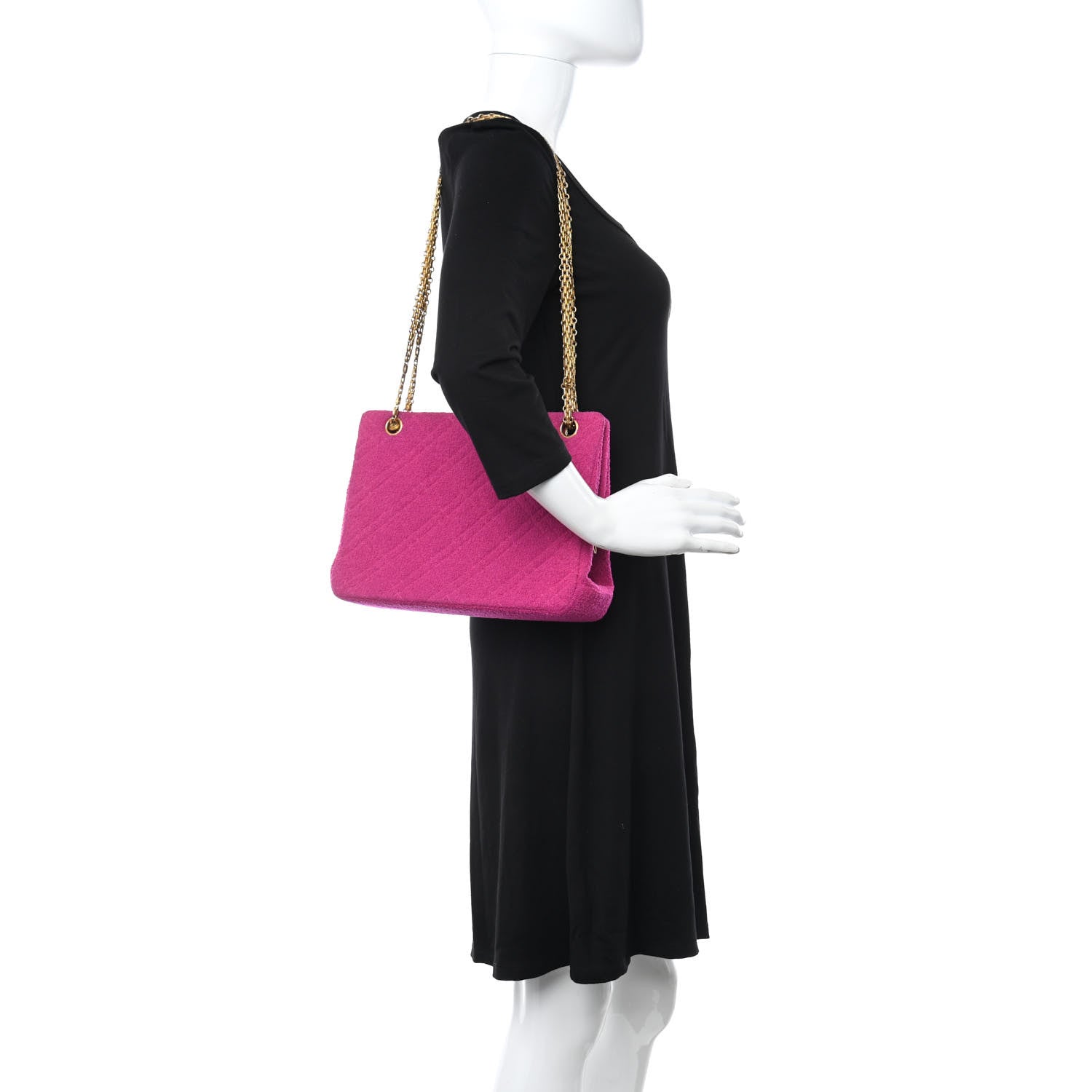 Chanel Wool Quilted Shoulder Bag Pink 2 of 20