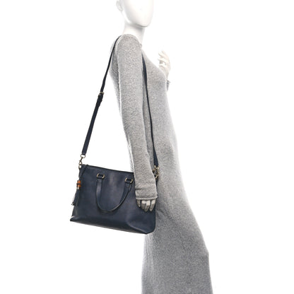 Gucci Calfskin Bamboo Tassel Top Handle Tote Blue 2 of 10