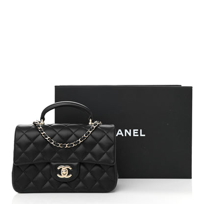 Chanel Lambskin Quilted Mini Top Handle Rectangular Flap Black 11 of 11
