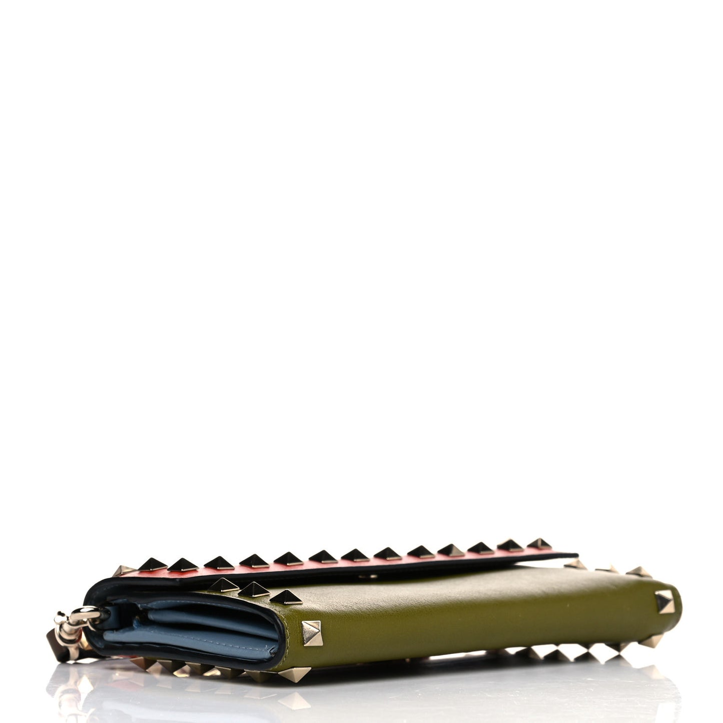 Vitello Colorblock Rockstud Wristlet Wallet Multicolor