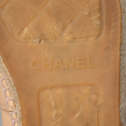 Chanel Lambskin CC Espadrilles 39 Beige Black 9 of 13