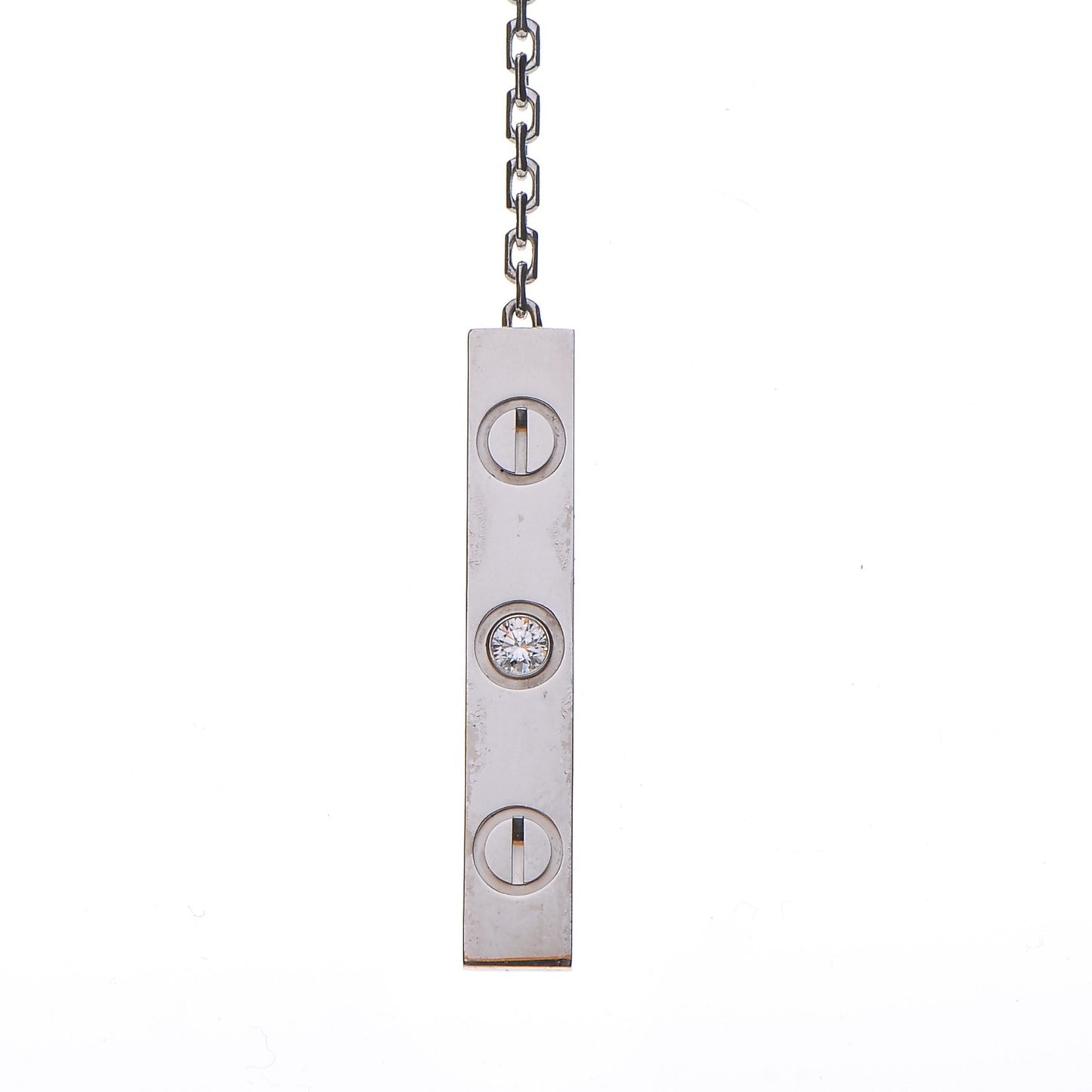 18K White Gold Diamond Lariat Slide Pendant Necklace