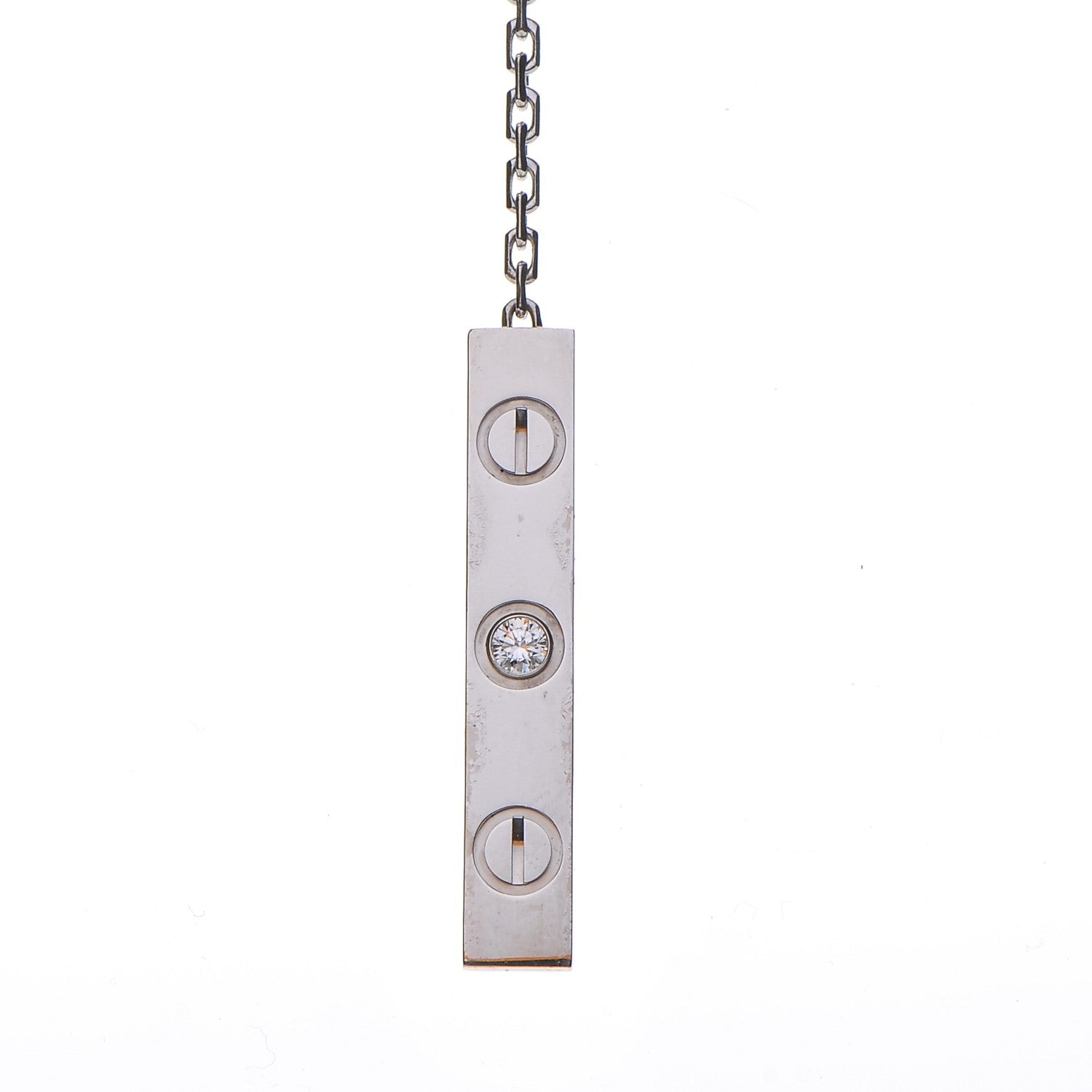 Cartier 18K White Gold Diamond Lariat Slide Pendant Necklace 3 of 9