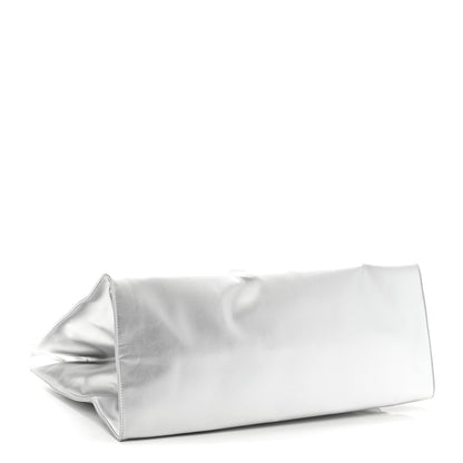 Telfar Metallic Vegan Leather Large Shopping Bag Silver 4 of 10