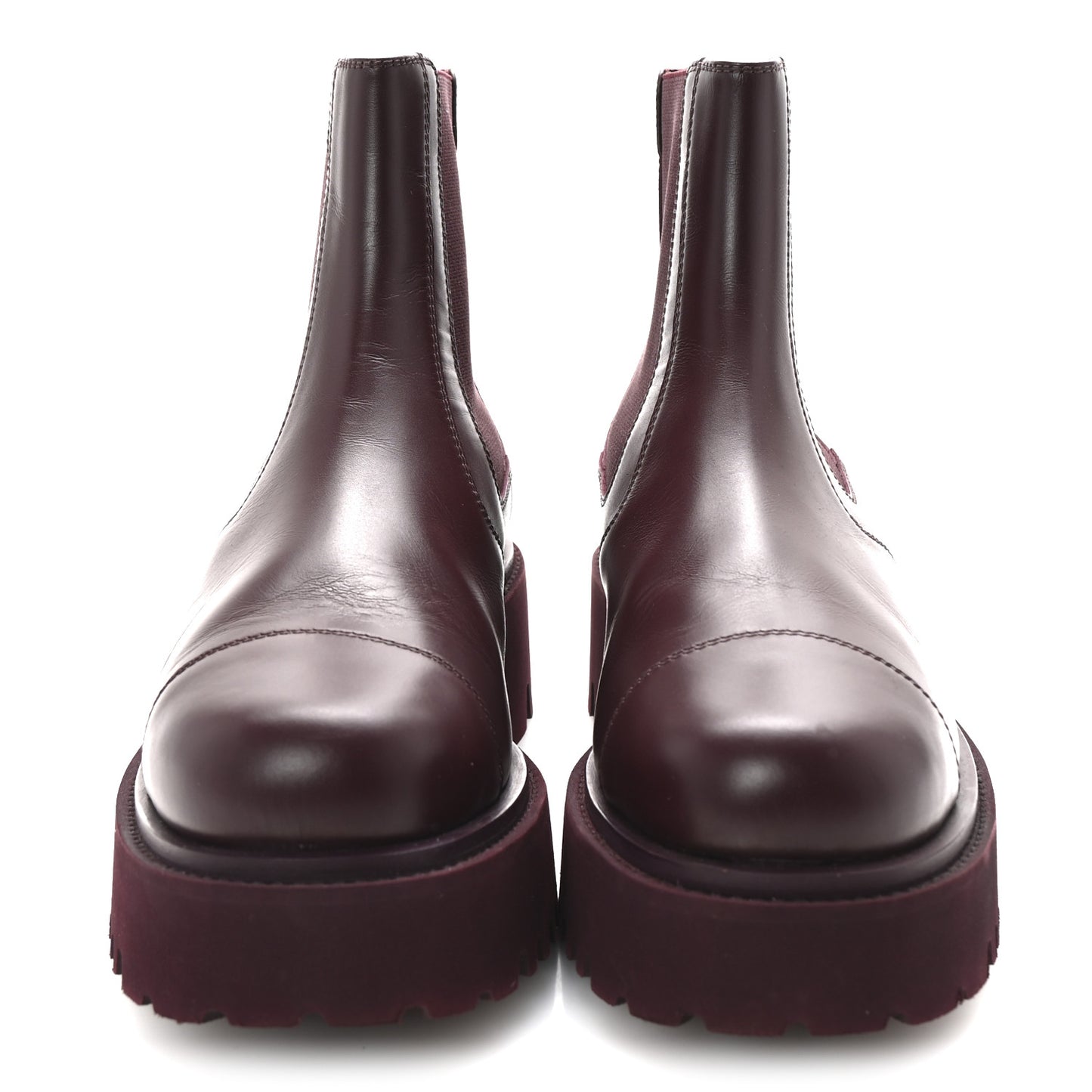 Calfskin Cap Toe CC Short Boots 40.5 Burgundy