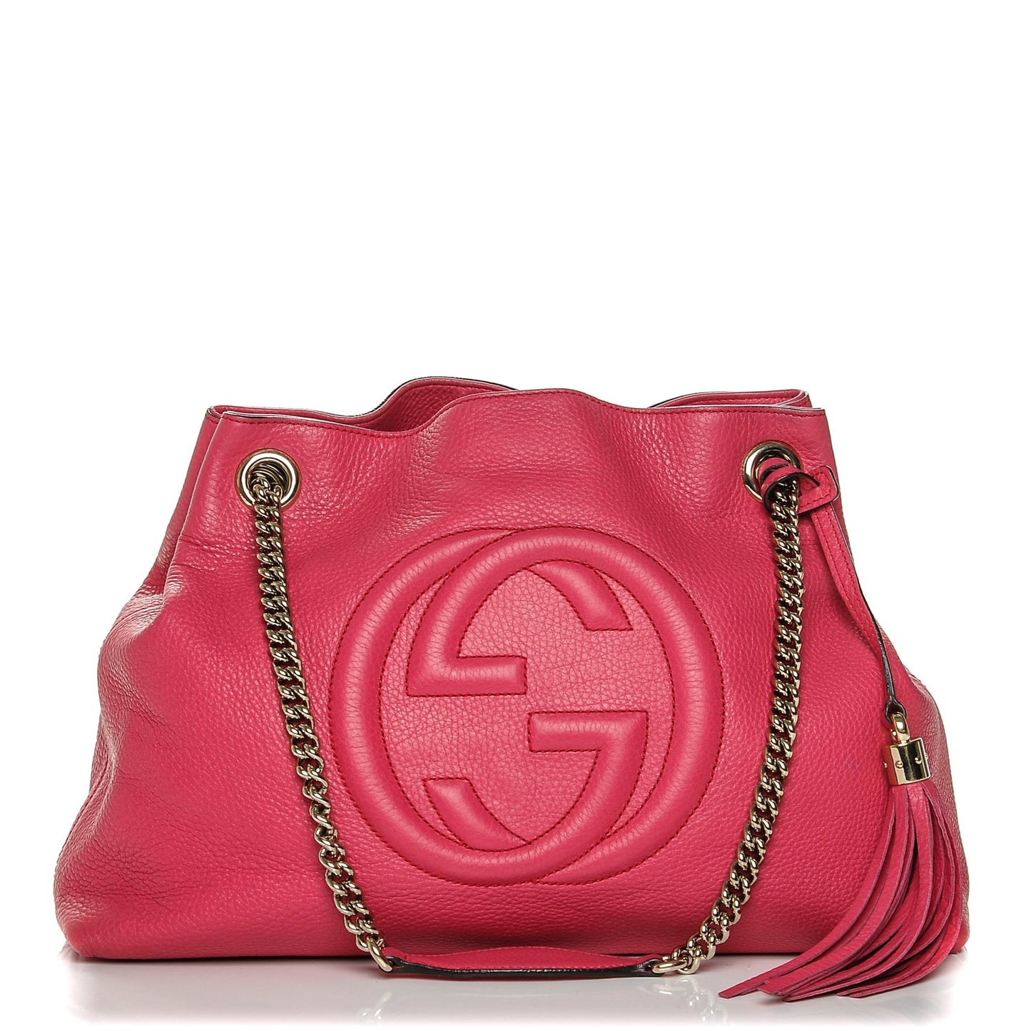 Pebbled Calfskin Medium Soho Chain Shoulder Bag Pink