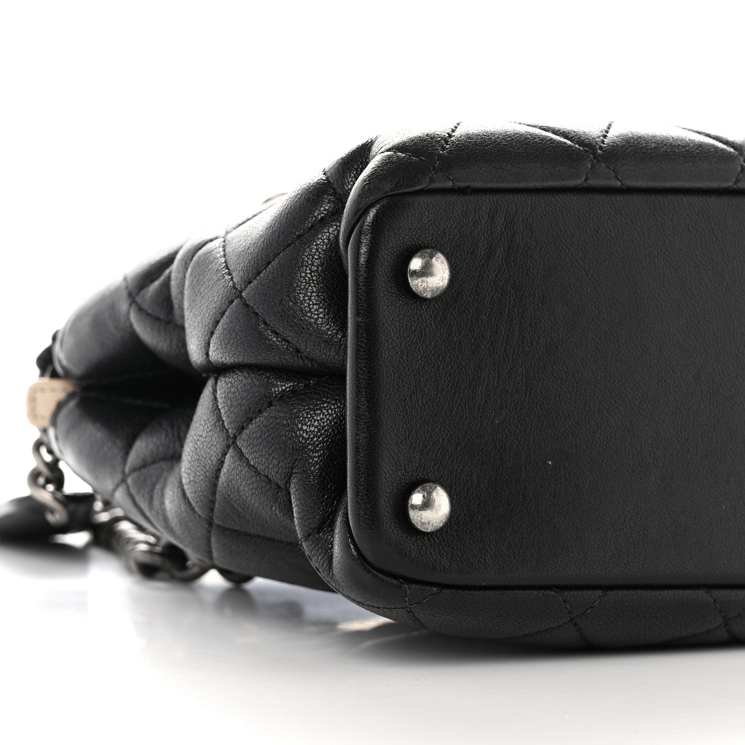 Chanel Shiny Sheepskin Quilted Small Shopping Tote Black 9 of 13