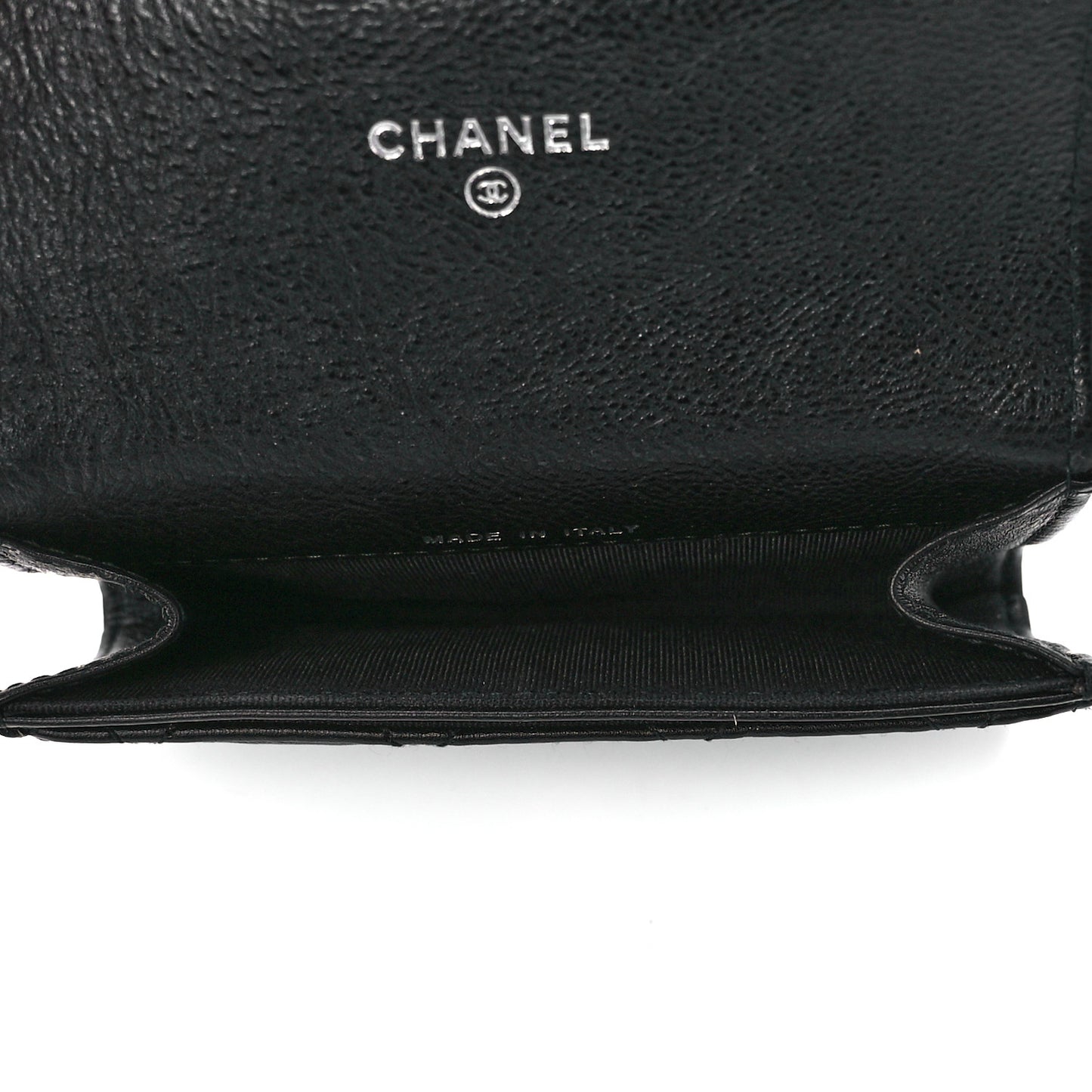 Crumpled Calfskin Quilted Flap Card Holder Wallet So Black