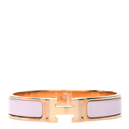 Hermes Enamel Narrow Clic Clac H Bracelet PM Rose Dragee 1 of 4