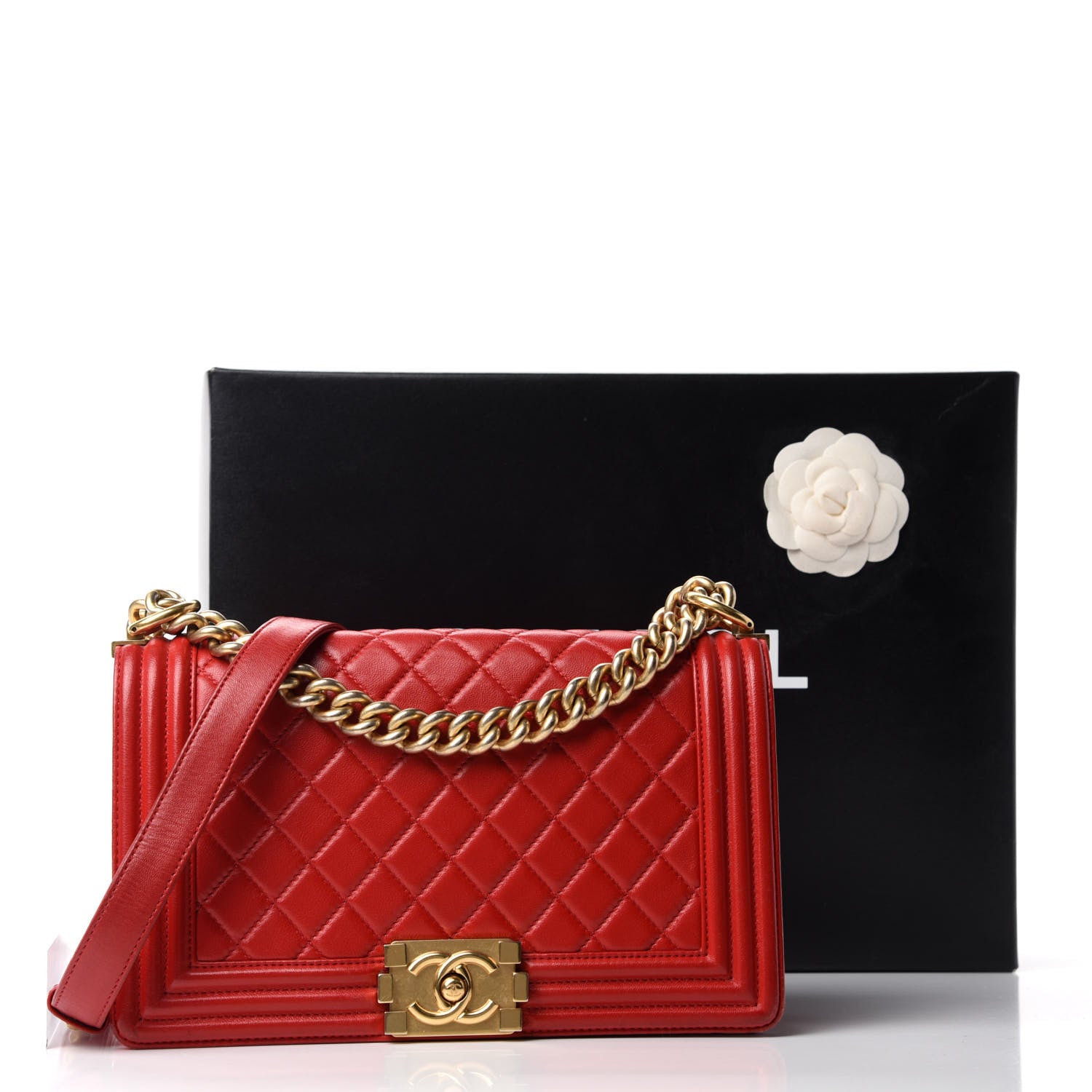 Chanel Lambskin Quilted Medium Boy Flap Red 13 of 13
