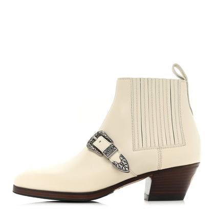 Gucci Quebec Calfskin Womens Elastic Buckled Ankle Boots 36.5 White 1 of 10
