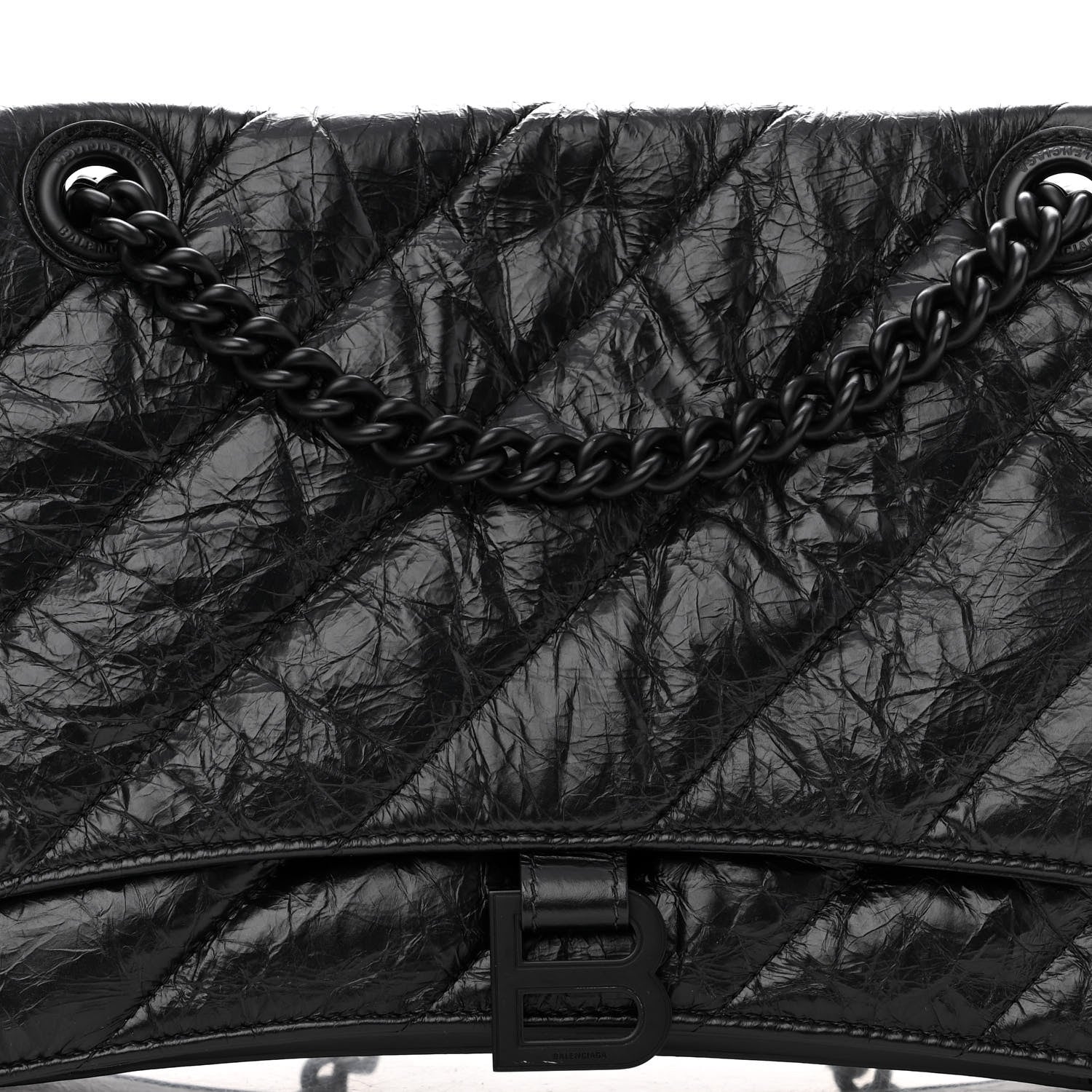 Balenciaga Crushed Calfskin Quilted Matte Black Hardware Medium Crush Chain Bag Black 7 of 9