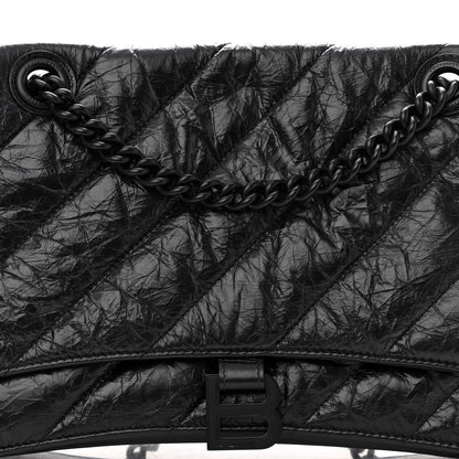 Balenciaga Crushed Calfskin Quilted Matte Black Hardware Medium Crush Chain Bag Black 7 of 9