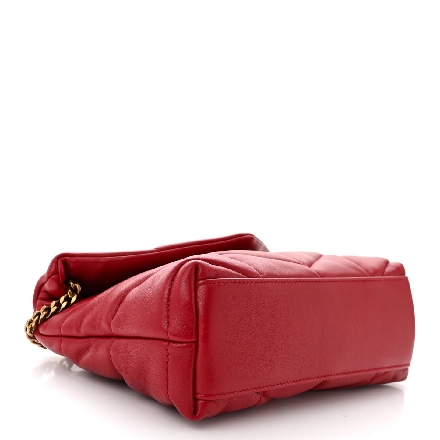 Lambskin Quilted Toy Loulou Puffer Monogram Chain Satchel Red