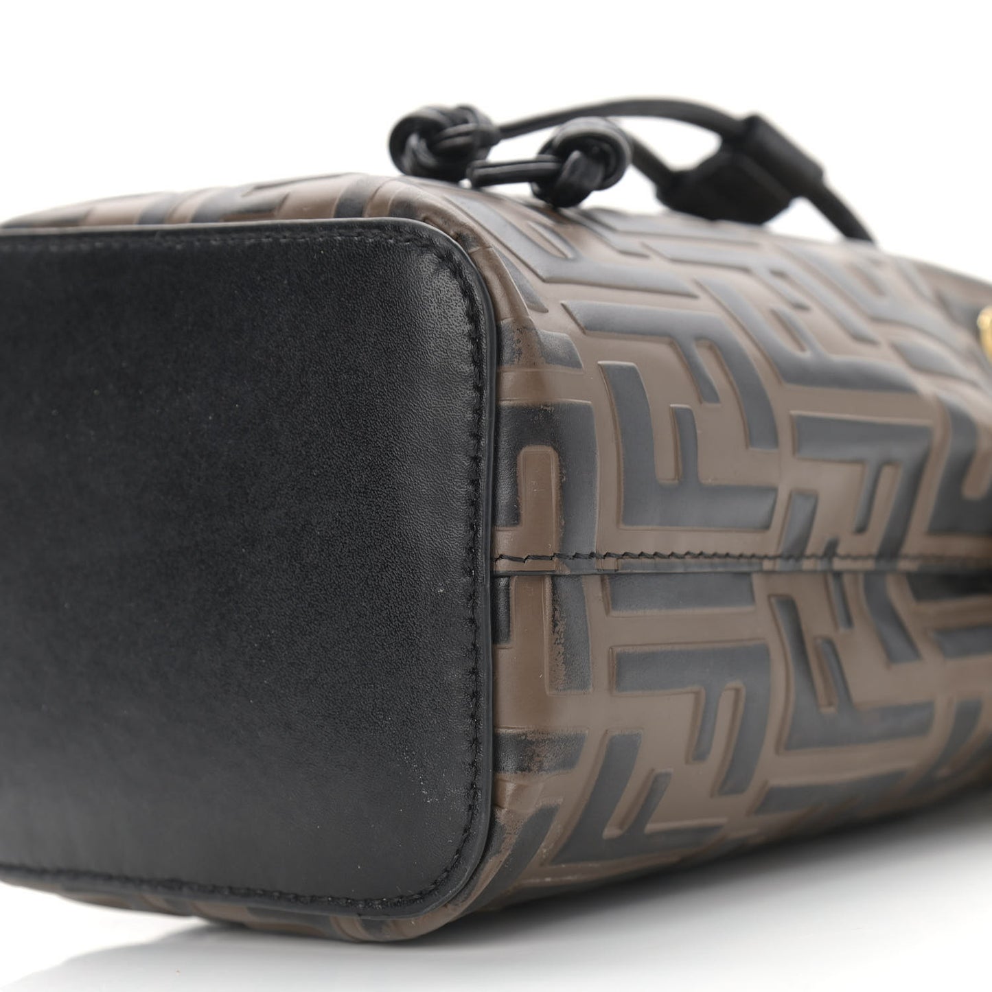 Vitello Liberty F is Fendi Bi-Color FF 1974 Embossed Mini Mon Tresor Bucket Bag Maya Black