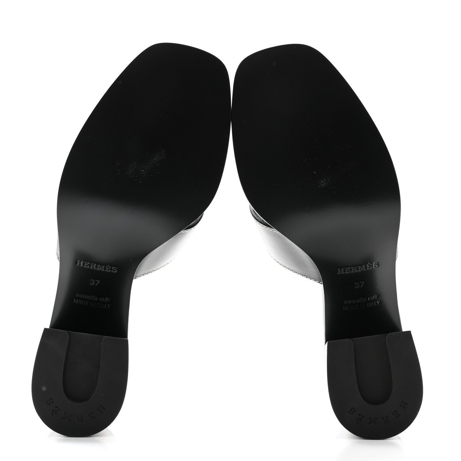 Hermes Calfskin Helia Sandals 37 Black 5 of 9