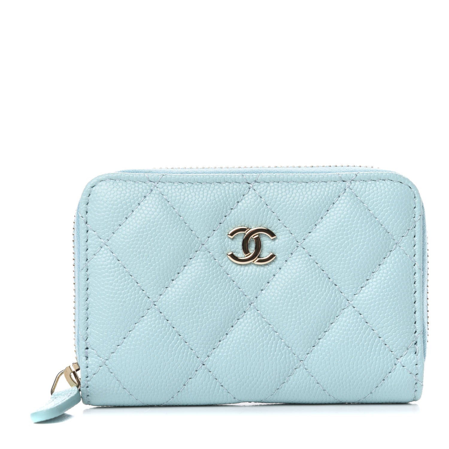 Chanel Caviar Quilted Zip Coin Purse Light Blue 1 of 8