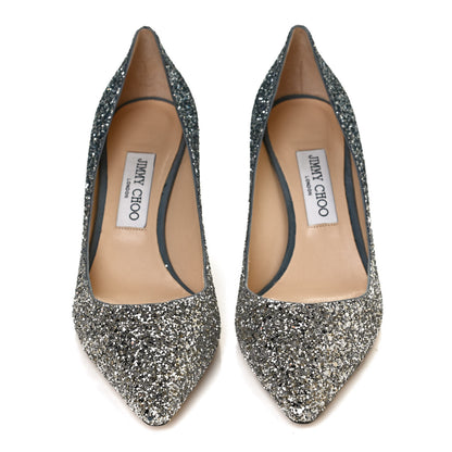 Jimmy Choo Glitter Pointy Toe Romy 60 Pumps 39 Silver Dusk Blue 5 of 10