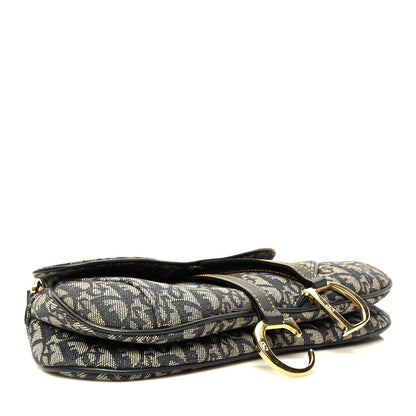 Christian Dior Monogram Double Saddle Bag Navy Blue 4 of 9